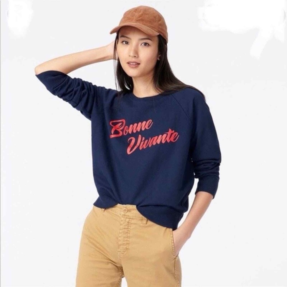 J. Crew Navy Sweatshirt with Red Lettering